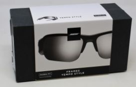 A boxed as new pair of Bose Frames Tempo Style Bluetooth Audio Sunglasses in Black with storage case