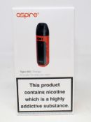 Five boxed as new Aspire Tigon AIO Pod Vape Kits in Orange (Boxes sealed) (Over 18's only).