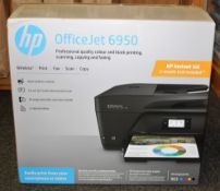A boxed as new OfficeJet 6950 All-in-One Printer in Black (Box not sealed).