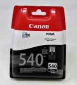 Six as new Canon Pixma PG-540 Black Inkjet Cartridges (P/N: 5225B005AA) (Packaging sealed, some