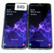 SOLD FOR PARTS: Two pre-owned Samsung Galaxy S9 Plus 128GB in Black (Both FRP clear. Both with