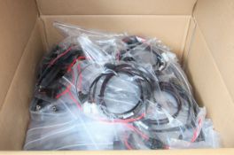 A box of one hundred as new M&M Qualtech CBH-IE-CAL-001-01-04 Interface Cables.