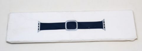 A boxed as new Apple Watch 40mm M Deep Sea Blue Leather Modern Buckle Band (P/N: MXPE2ZM/A) (Box