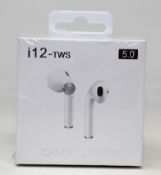 Four boxed as new i12-TWS 5.0 wireless earphones (Three boxes sealed).