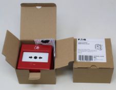 Two boxed as new Eaton CXM/CO/G/R/WP 4990073FULL-0122X Fire Call Points.