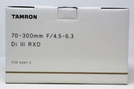 A boxed as new Tamron 70-300mm f4.5-6.3 Di III RXD Lens for Sony E Mount (M/N: A0427S) (Box