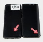 SOLD FOR PARTS: Two pre-owned Samsung Galaxy S8 64GB in Black (Both FRP clear. Damage to casing