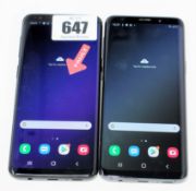 SOLD FOR PARTS: Two pre-owned Samsung Galaxy S9 64GB in Black (Both FRP clear. Both with damage to