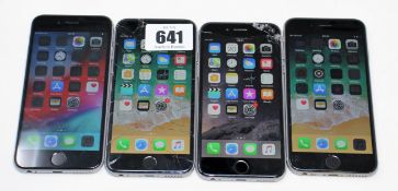 SOLD FOR PARTS: Four pre-owned Apple iPhone 6 (Global/Sprint/A1586) in Space Grey (All iCloud