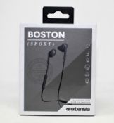 A boxed as new pair of Urbanista Boston Sport In-Ear Headphones in Dark Clown Black (Box sealed).