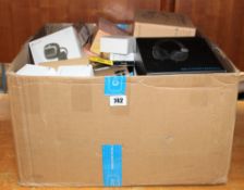 COLLECTION ONLY: A box of assorted as new and pre-owned small electrical items and accessories (All