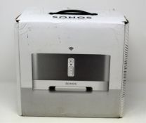 A boxed as new Sonos Connect:AMP Amplifier in White (P/N: CTAZPUK1 1018KS) (Box opened, some