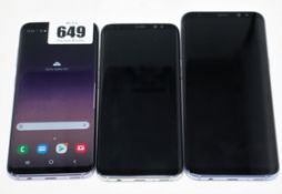 SOLD FOR PARTS: Two pre-owned Samsung Galaxy S9 64GB (1 x Blue, 1 x Silver) and a pre-owned