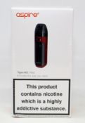 Five boxed as new Aspire Tigon AIO Pod Vape Kits in Red (Boxes sealed) (Over 18's only).