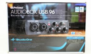 A boxed as new PreSonus Audiobox 96 25th Anniversary Edition USB Audio Interface (Box opened).