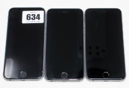 Two pre-owned Apple iPhone 6s (Global/A1688) 32GB in Space Grey and one pre-owned Apple iPhone 6s (