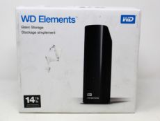 A boxed as new WD Elements 14TB Basic Storage External Desktop Hard Drive (Serial: 9RGBP54C) (Box