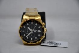 A men's as new Emporio Armani AR5857 gold chronograph watch (No box included).