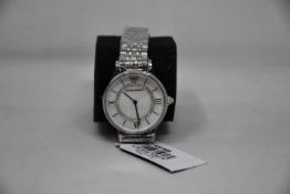 A ladies as new Emporio Armani AR1908 Gianni T-bar watch (No box included).