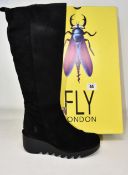 A pair of ladies boxed as new Fly London BAR251 knee high boots in Oil Suede (UK 6).