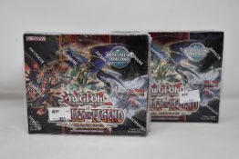 Two sealed as new boxes of Konami English edition Yu-Gi-Oh Battles of Legend Armageddon trading card