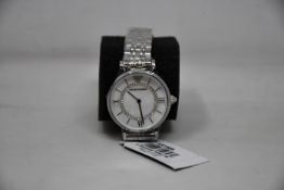 A ladies as new Emporio Armani AR1908 Gianni T-bar watch (No box included).