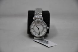A ladies as new Emporio Armani AR1908 Gianni T-bar watch (No box included).
