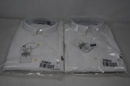 Two men's as new Polo Ralph Lauren white Oxford slim fit shirts (M - RRP £95 each).