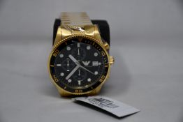 A men's as new Emporio Armani AR5857 gold chronograph watch (No box included).