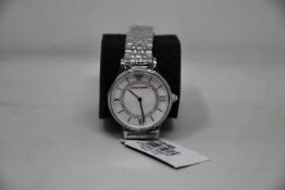 A ladies as new Emporio Armani AR1908 Gianni T-bar watch (No box included).