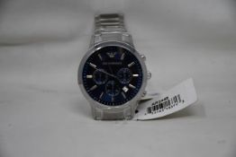 A men's as new Emporio Armani AR2448 stainless steel blue dial chronograph watch (No box).