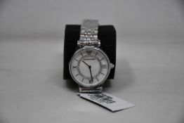 A ladies as new Emporio Armani AR1908 Gianni T-bar watch (No box included).
