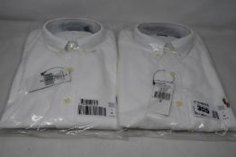 Two men's as new Polo Ralph Lauren white Oxford slim fit shirts (M - RRP £95 each).
