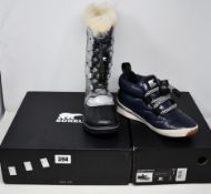 A pair of women's as new Sorel Out And About Puffy Lace sneakers (UK 5) and youths Sorel Tofino II