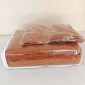 A bagged as new Anadia Bedspread (Terracotta, 275x265cm) and Two bagged as new Anadia cushion