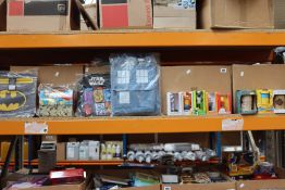 Assorted as new British film/TV novelties to include mugs, money boxes, bags and toys from