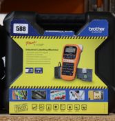 Four as new Brother P-Touch E110vp industrial label printers.