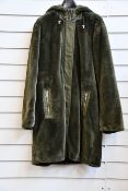 An as new Oui faux fur hooded coat in olive (Size 44 - RRP £399).