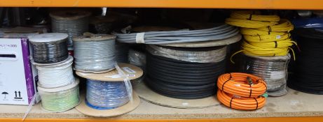 A quantity of miscellaneous electrical cables, wiring and related items (Approximately 15 items).