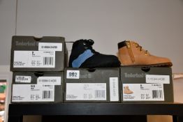 Four pairs of toddlers as new Timberland Pokey line boots (UK Kids 6, 7.5, 8.5, 10).