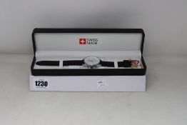 An as new Swiss Made Leica chronograph watch in silver.