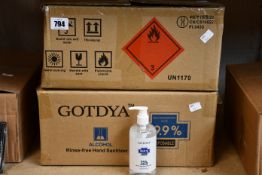 Two boxes of Gotdya rinse free hand sanitiser (36 Bottles per box - all 300ml).