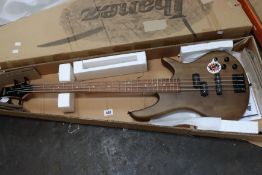 A boxed as new Ibanez GSR200B electric bass guitar (Walnut Flat).