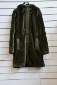 An as new Oui faux fur hooded coat in olive (Size 38 - RRP £399).