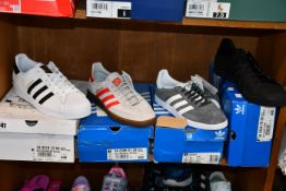 Four pairs of as new Adidas trainers; Coast Star (UK 10), Gazelle (UK 6.5), Handball Spezial (UK