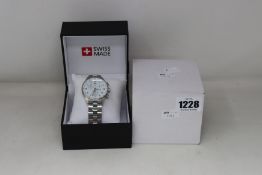 An as new Swiss Made Leica chronograph watch in silver.