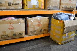 Three boxes of as new clothing and related items.