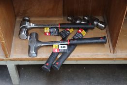 Three MAC Tools Antivibe Ball Peen Hammers in various sizes and one 4lbs Antivibe Sledge Hammer.