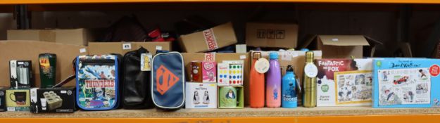 Assorted as new British film/TV novelties to include mugs, drink bottles, bags and puzzles from