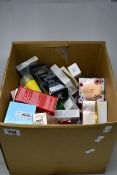 A box of assorted as new luxury beauty products.